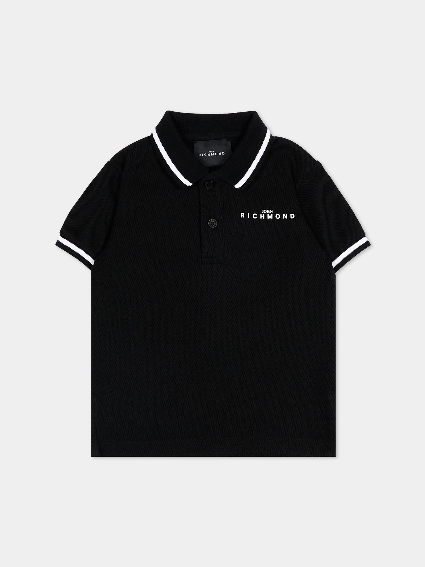 Polo nera per neonato con logo,Richmond,RIP26010PO BLACK