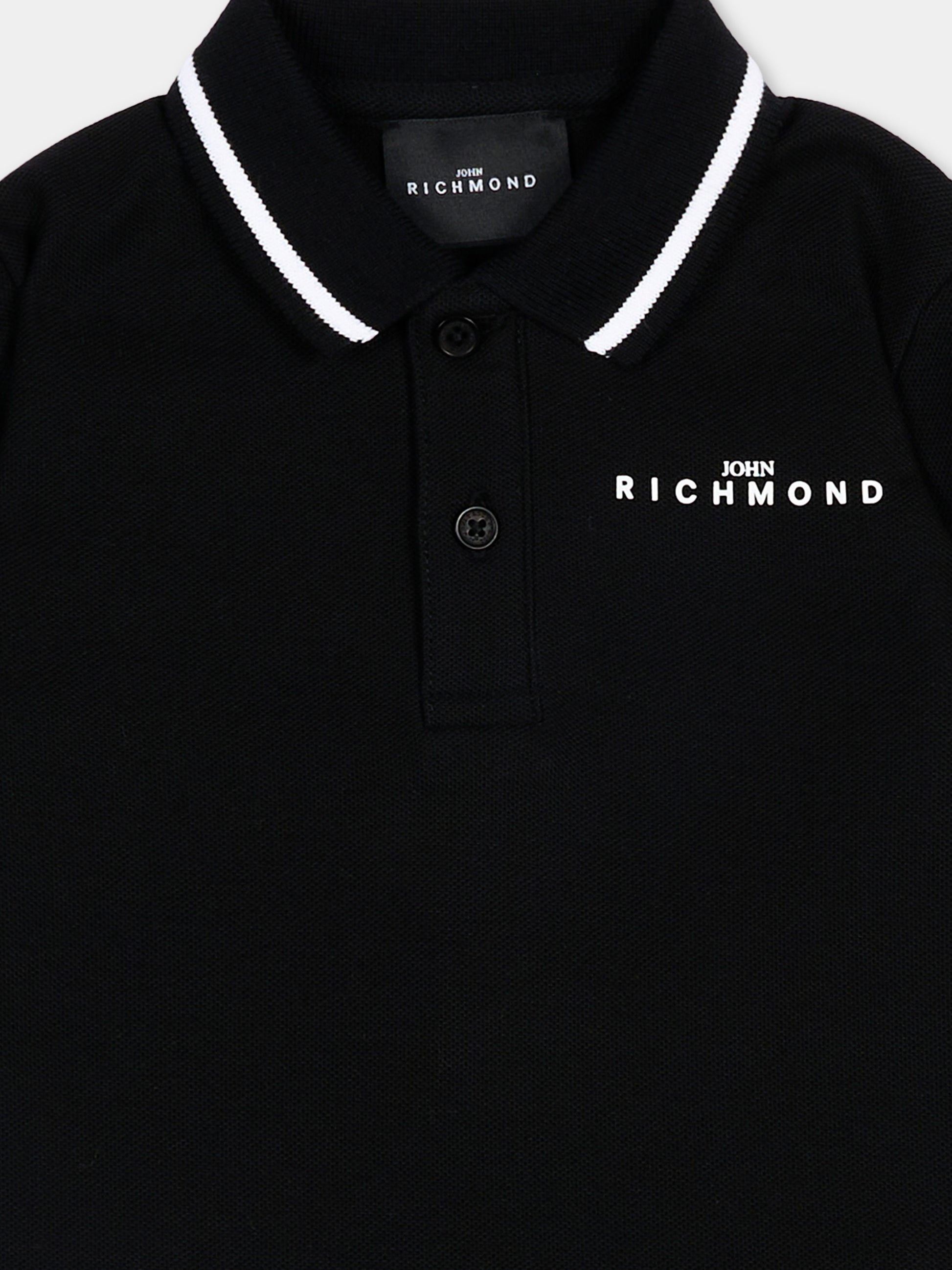 Polo nera per neonato con logo,Richmond,RIP26010PO BLACK