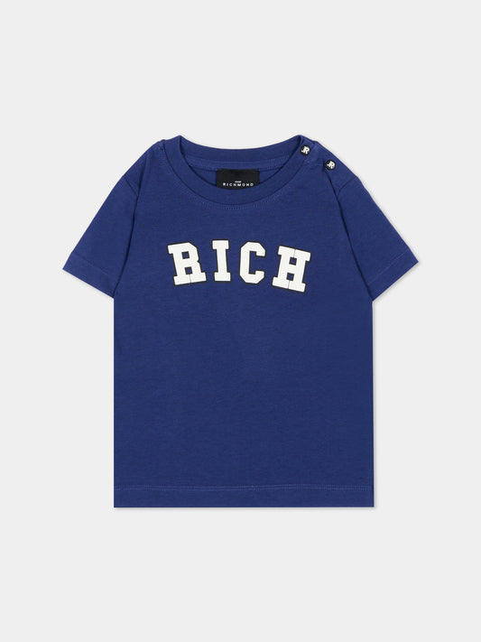 T-Shirt blu per neonato con logo,Richmond,RIP26017TS BLUE BEACON