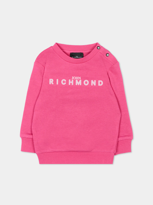 Felpa fucsia per neonata con logo,Richmond,RIP26036FE FUCHSIA PURPLE