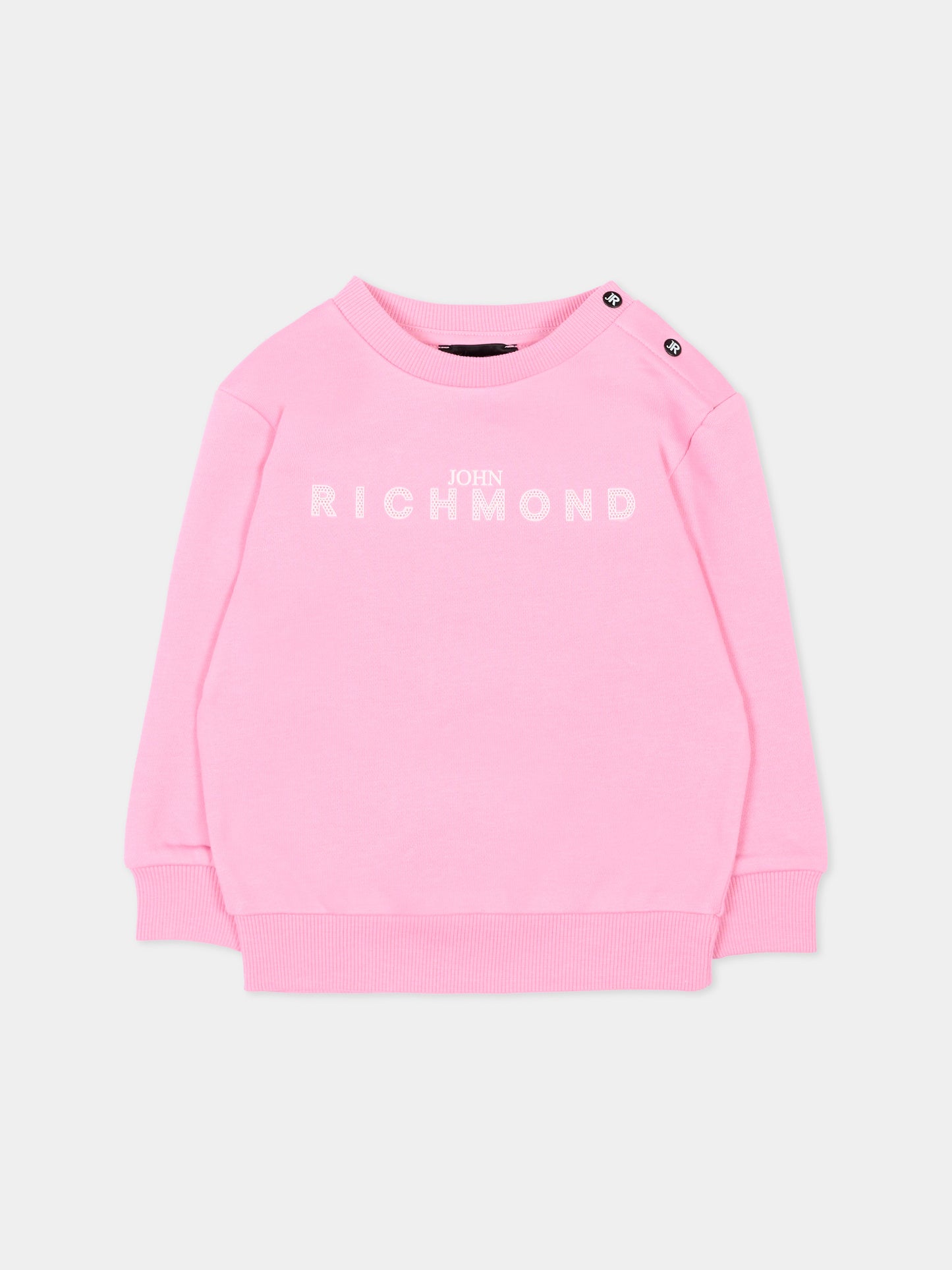 Felpa rosa per neonata con logo,Richmond,RIP26036FE PINK BEGONIA