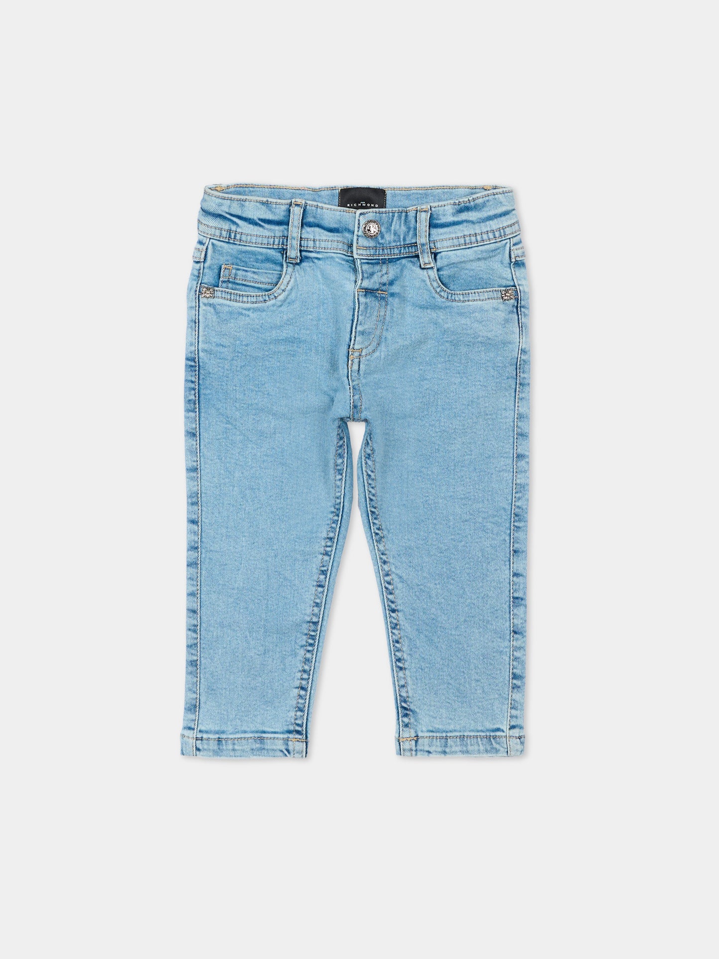 Jeans denim per neonata con patch logo,Richmond,RIP26097JE DENIM BLUE LIGHT