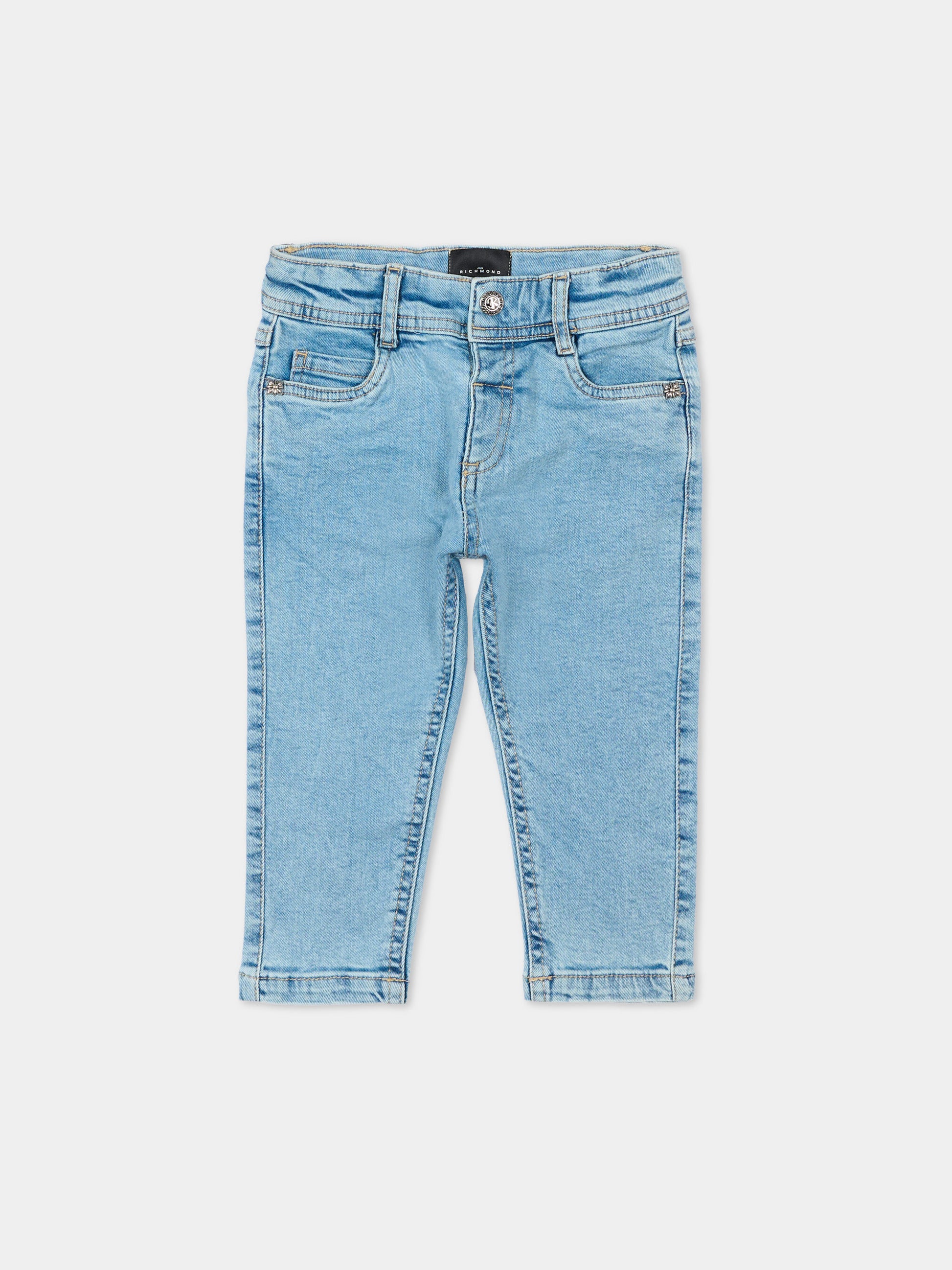 Jeans denim per neonata con patch logo,Richmond,RIP26097JE DENIM BLUE LIGHT