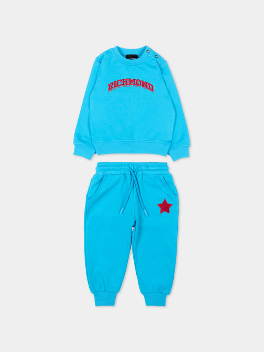 Completo sportivo azzurro per neonato con logo,Richmond,RIP26136CF AZURE BALTIC SEA