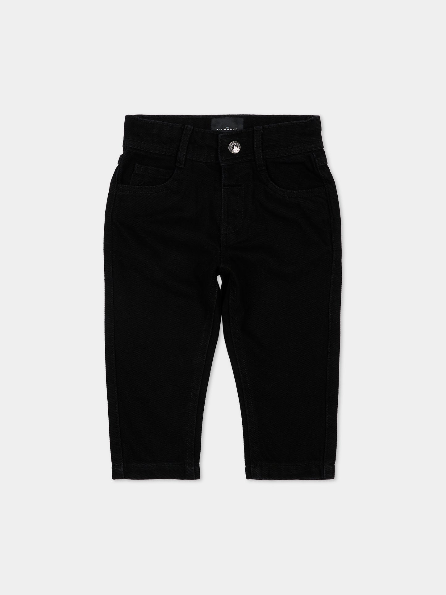 Jeans nero per neonato con maxi logo,Richmond,RIP26137JE DENIM BLACK