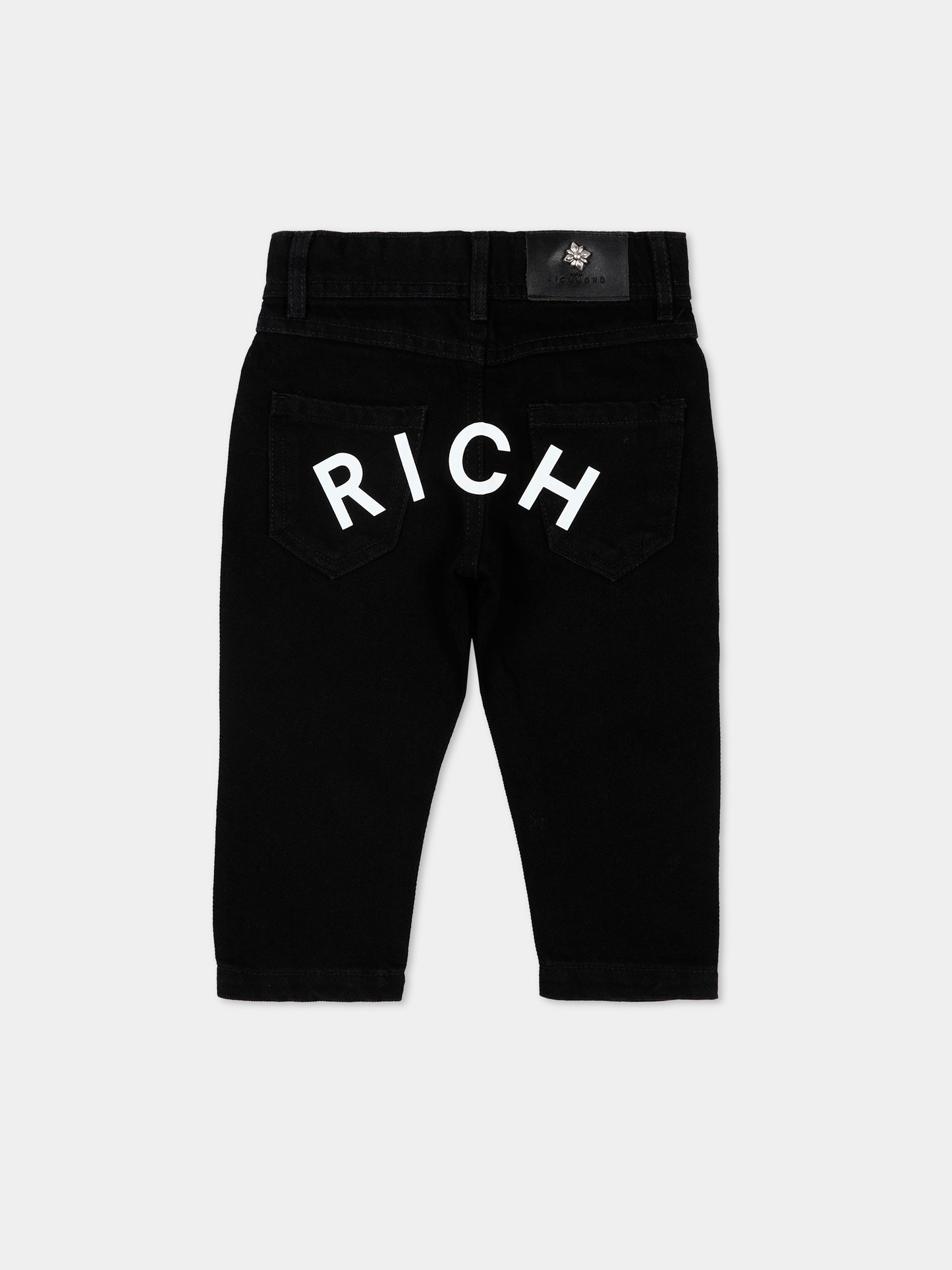 Jeans nero per neonato con maxi logo,Richmond,RIP26137JE DENIM BLACK