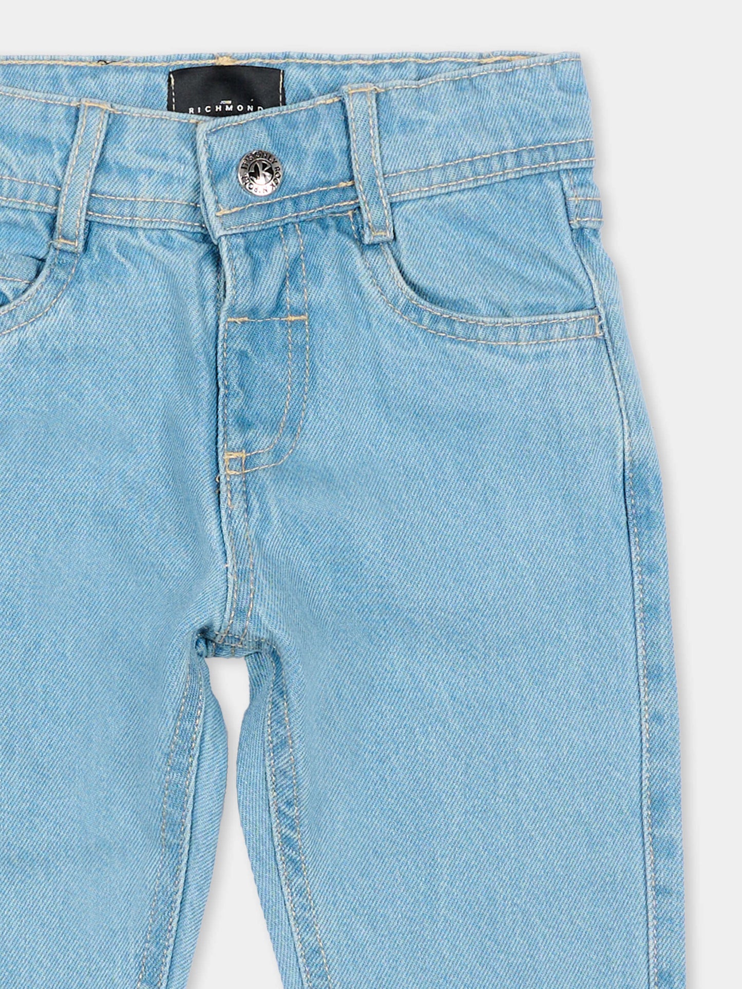 Jeans denim per neonato con maxi logo,Richmond,RIP26137JE DENIM BLUE LIGHT