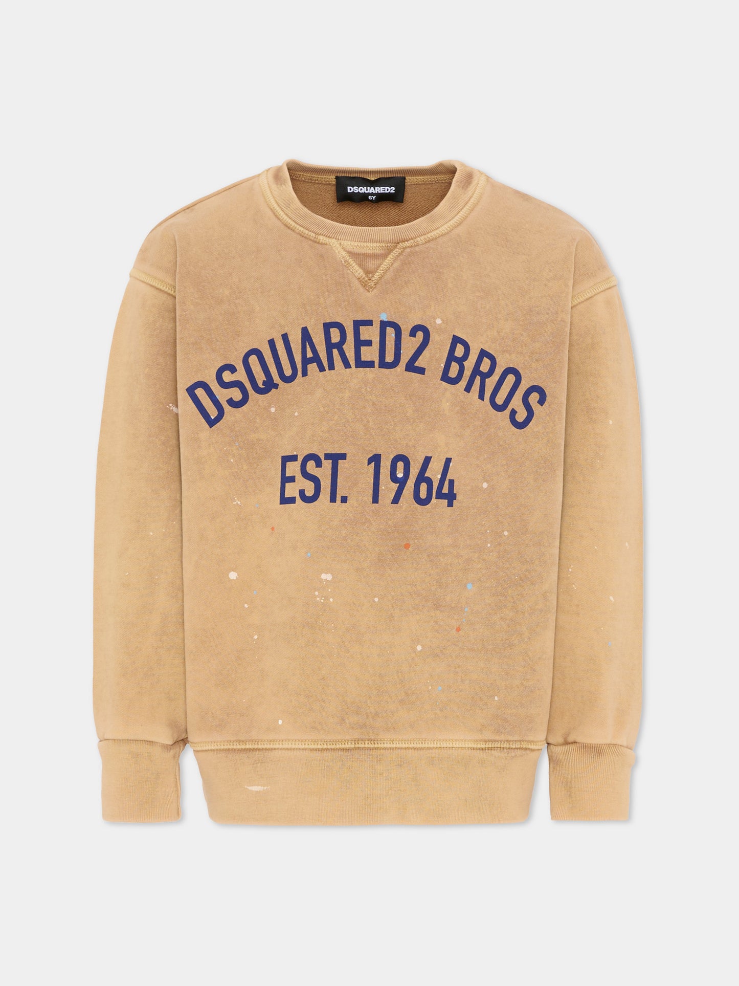 Felpa marrone per bambino con logo,Dsquared2,DQ3189 D0AG9 DQ730