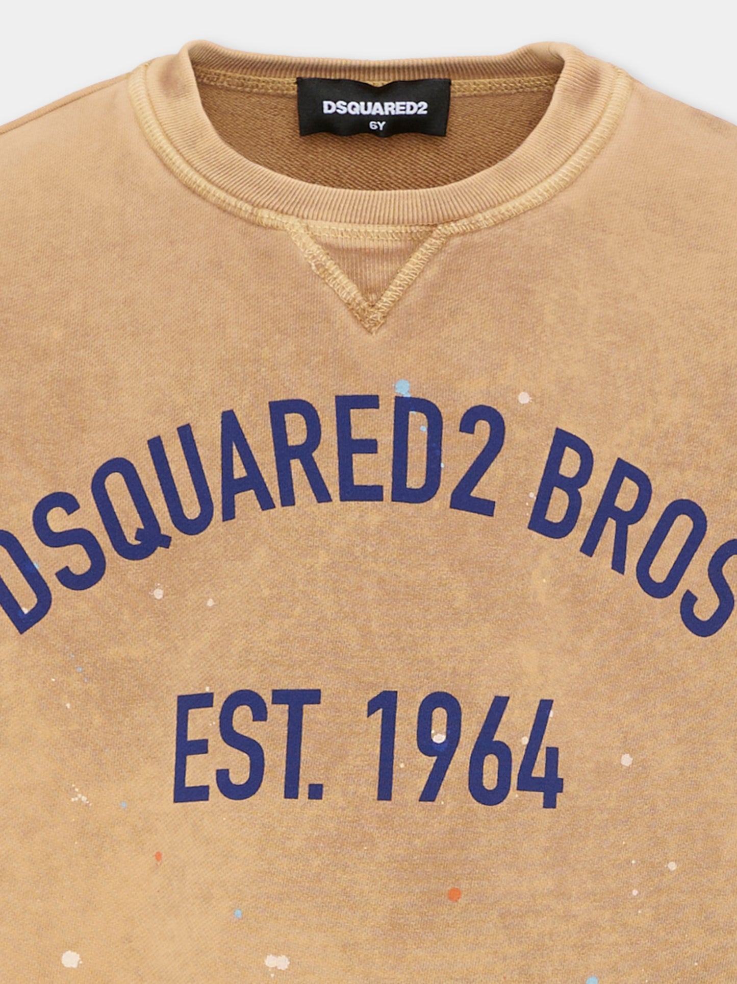 Felpa marrone per bambino con logo,Dsquared2,DQ3189 D0AG9 DQ730