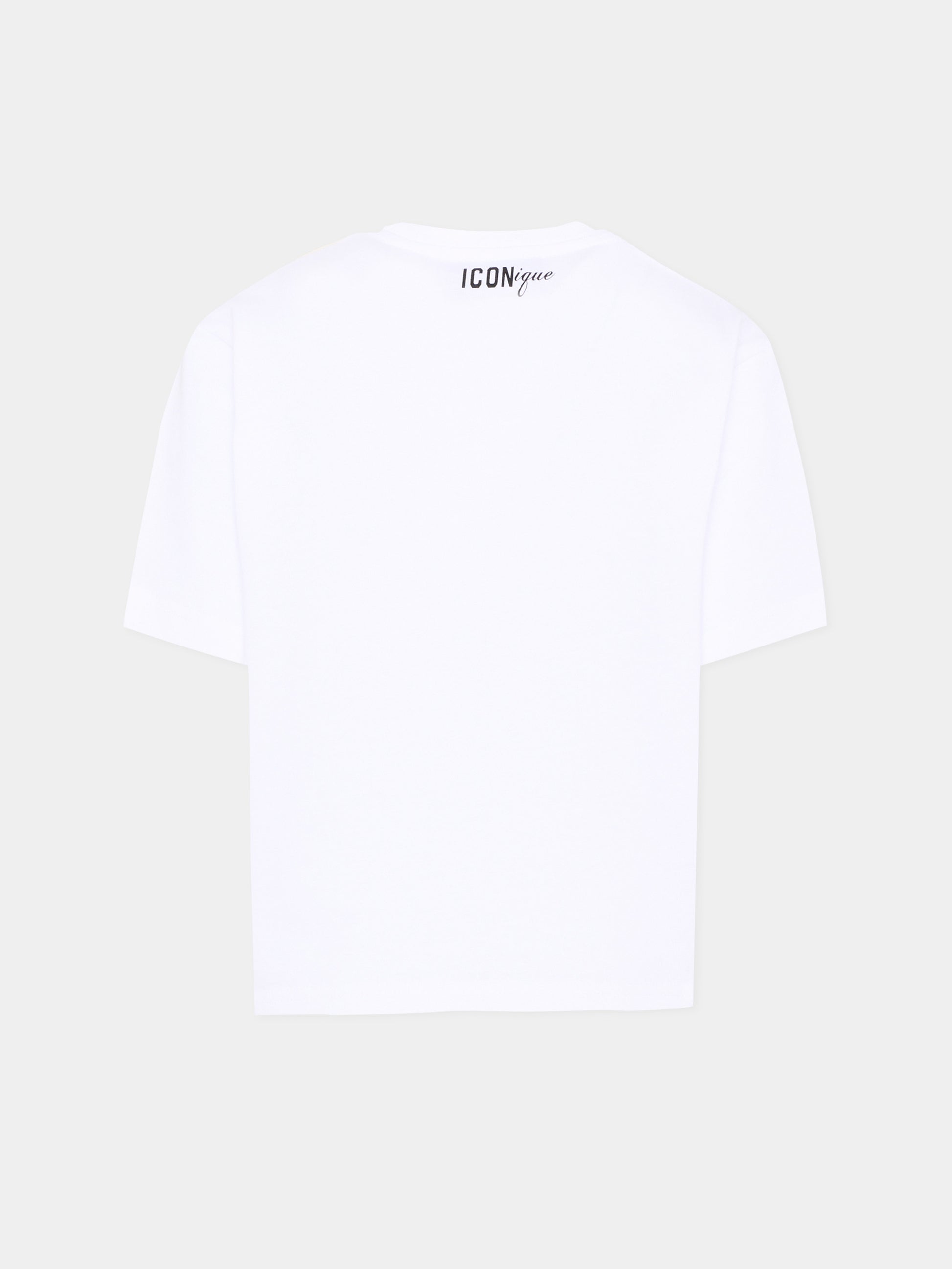 T-shirt bianca per bambino con stampa cappellini,Dsquared2,DQ3386 D0AG7 DQ100