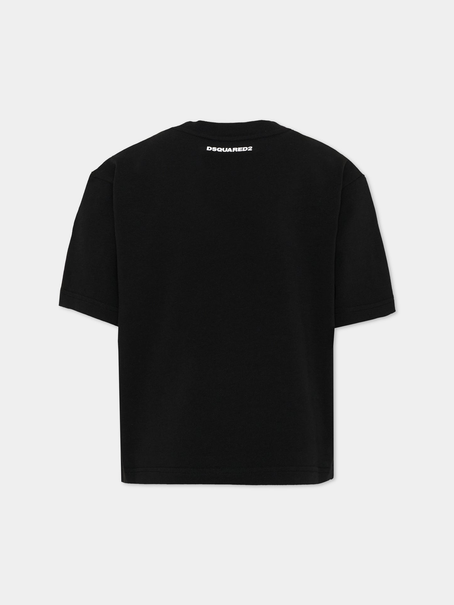 T-Shirt nera per bambino con logo,Dsquared2,DQ3388 D0AG7 DQ900