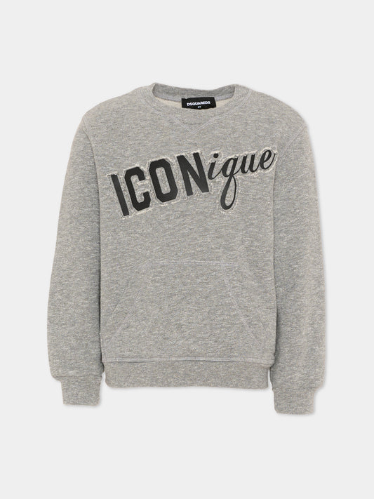 Felpa grigia per bambino con logo,Dsquared2,DQ3389 D0AHK DQ902