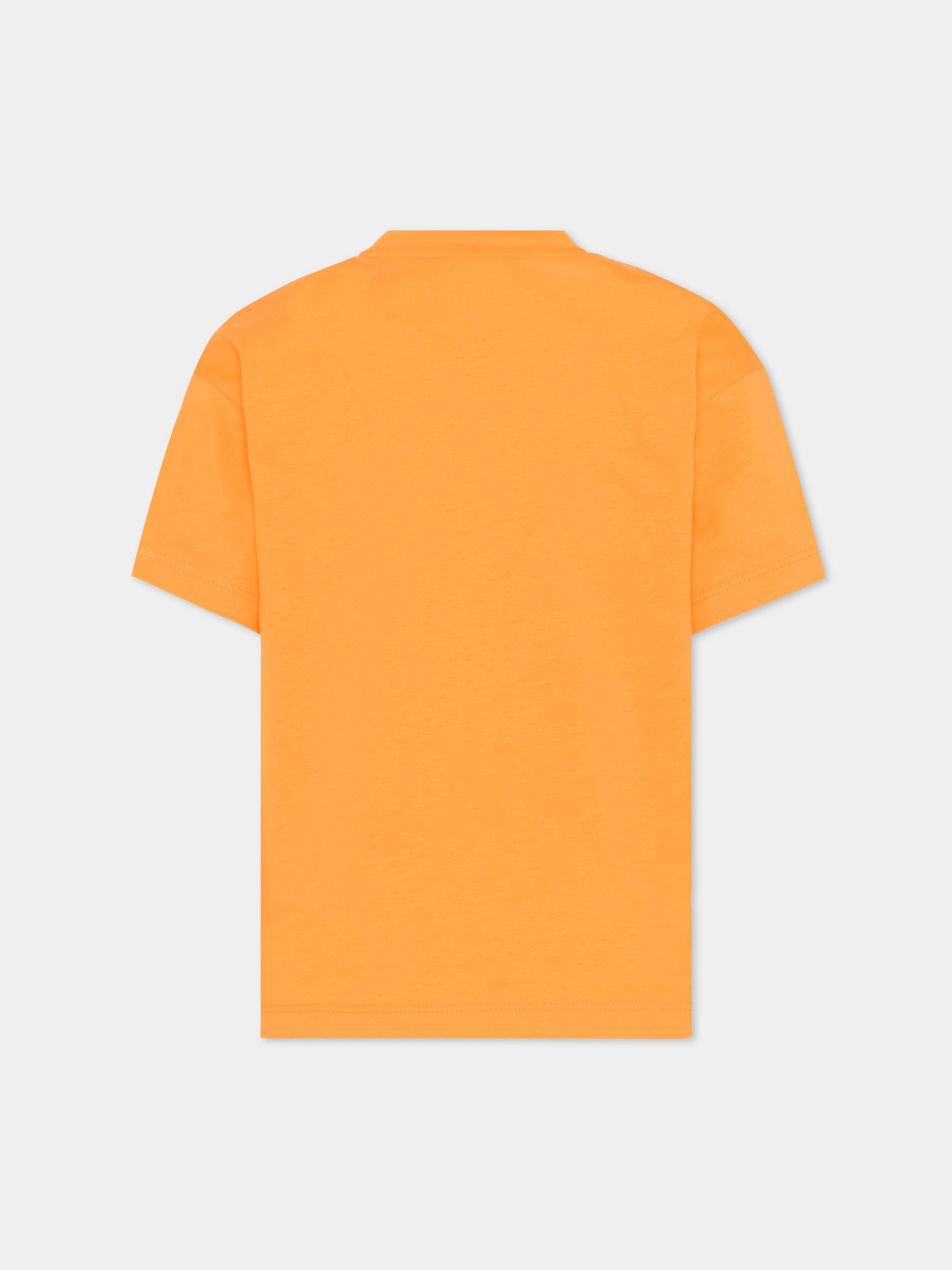 T-Shirt arancione per bambino con stampa jungle,Roberto Cavalli Kids,CBP26150TS ORANGE B.OF PARADISE