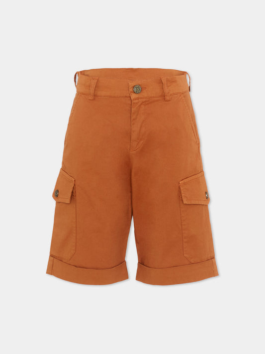 Shorts marroni per bambino cargo,Roberto Cavalli Kids,CBP26151BE RUGGINE RUST