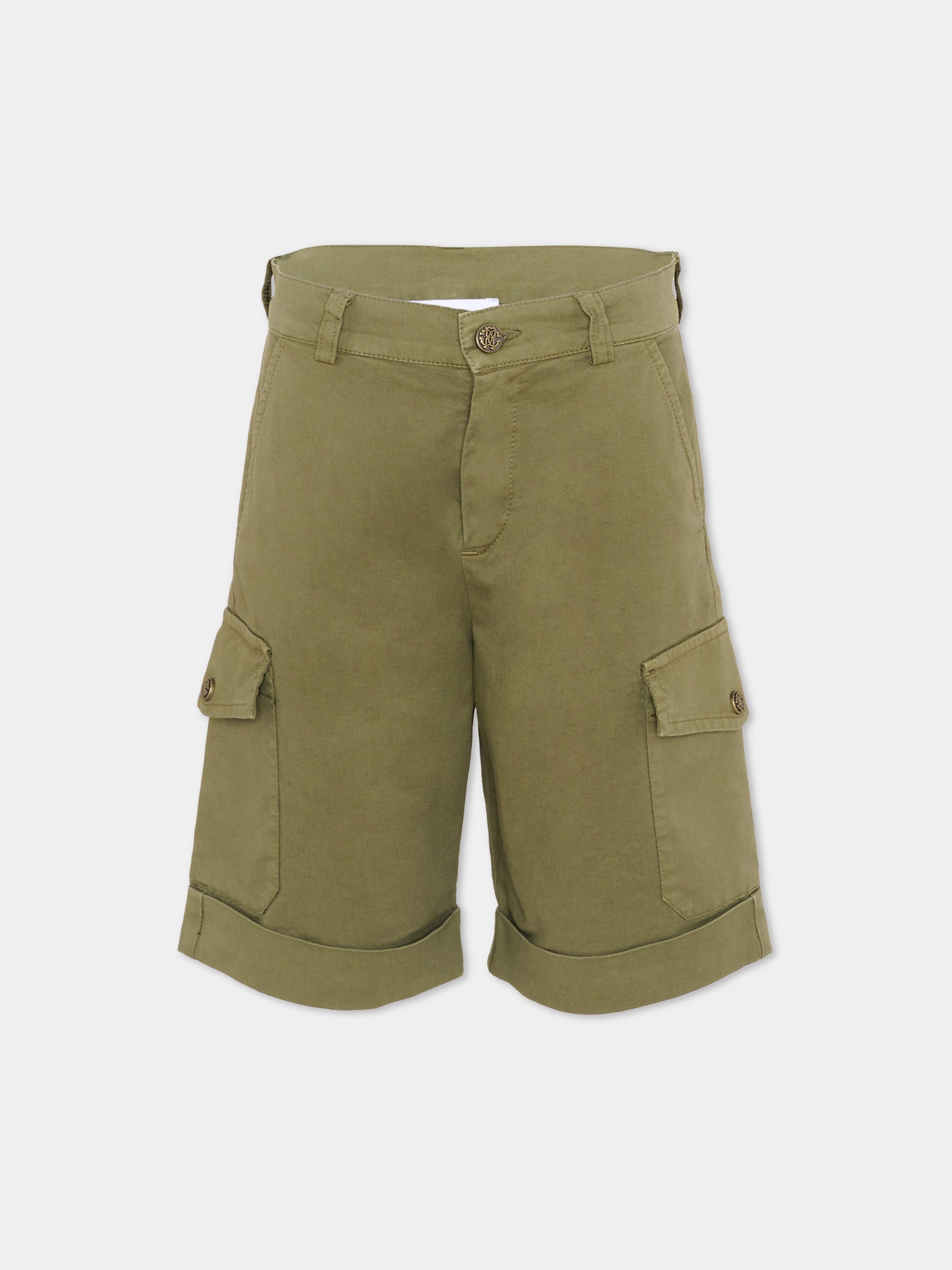 Shorts verdi cargo per bambino,Roberto Cavalli Kids,CBP26151BE GREEN MAYFLY