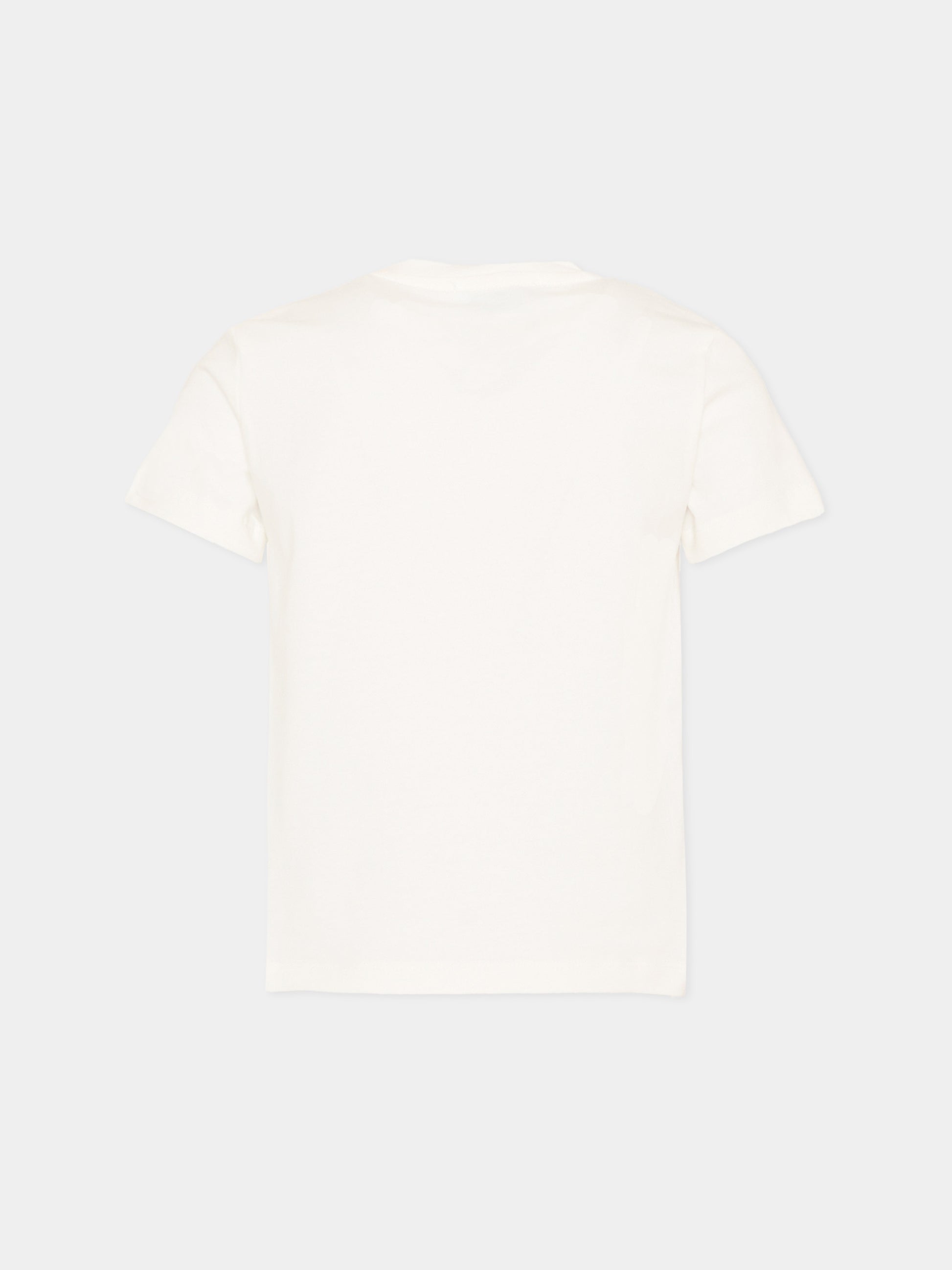 T-Shirt bianca per bambina con maxi patch,Roberto Cavalli Kids,CGP26030TS WHITE