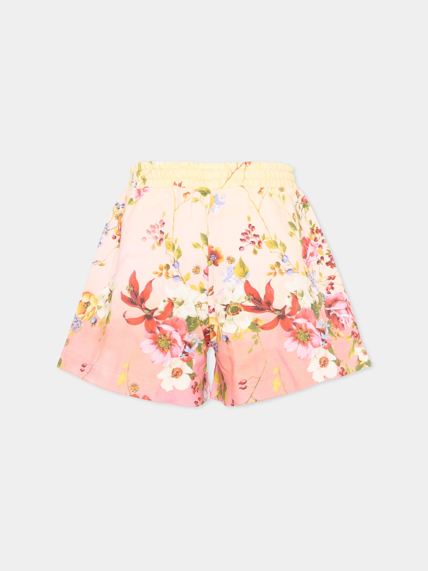 Shorts sportivi multicolor per bambina con Miami Flowers,Roberto Cavalli Kids,CGP26119SH MIAMI FLOWERS