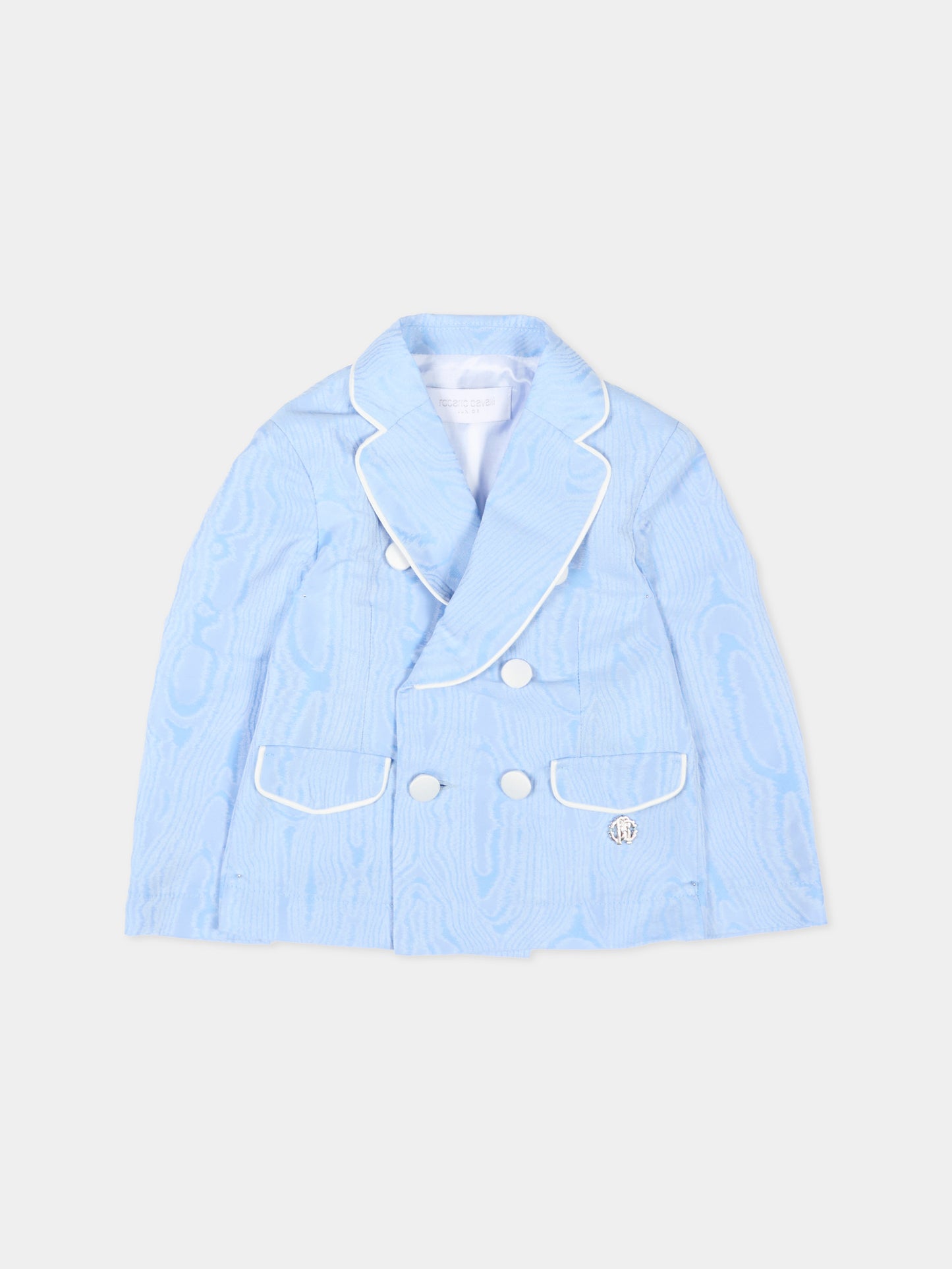 Giacca celeste per neonato,Roberto Cavalli Kids,CIP26062GC BLUE SHADOW