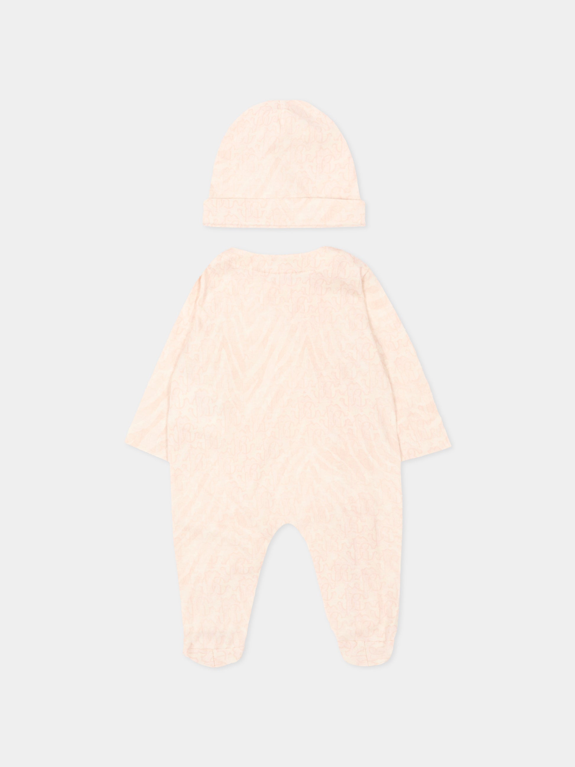 Set tutina rosa per neonata con stampa monogram,Roberto Cavalli Kids,CLP26001TU ZEBRA ROSA