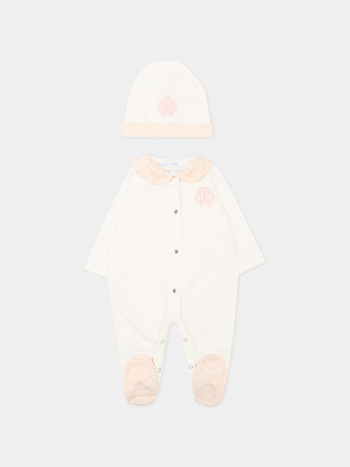 Set tutina rosa per neonata con monogram,Roberto Cavalli Kids,CLP26007TU PINK CRYSTAL ROSE