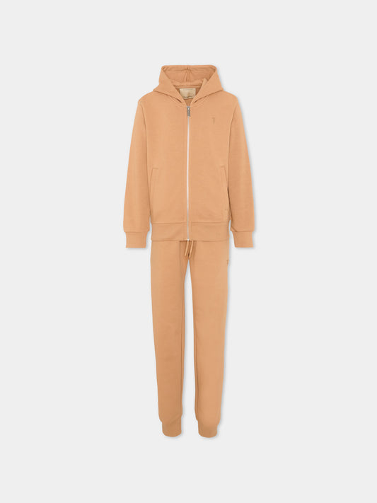 Completo sportivo marrone per bambino con logo,Trussardi Junior,TBP26009CF BROWN MACCHIATO