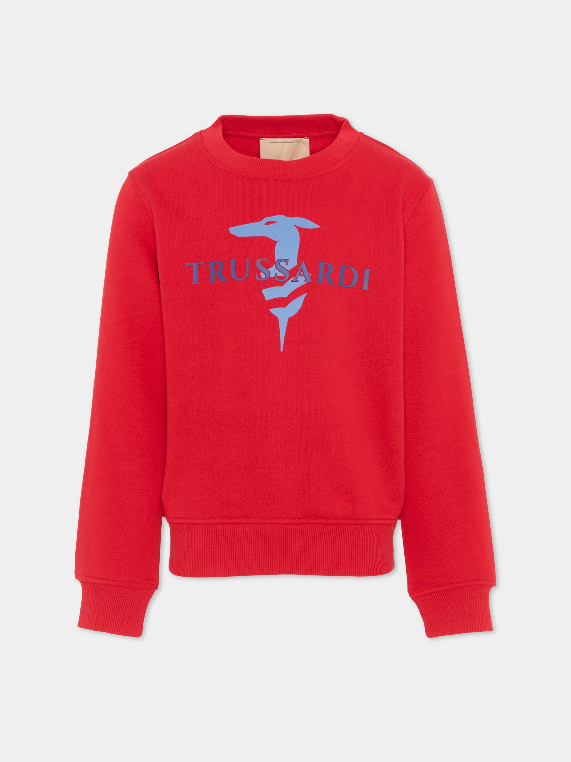 Felpa rossa per bambino con levriero,Trussardi Junior,TBP26036FE RED LYCHEE