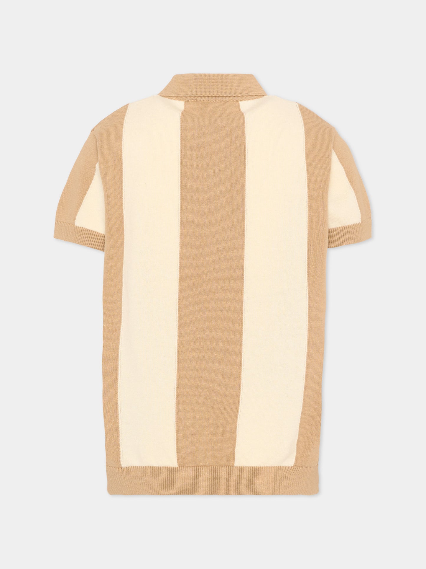 Polo beige per bambino a righe,Trussardi Junior,TBP26127PO BEIGE NEW ECRU