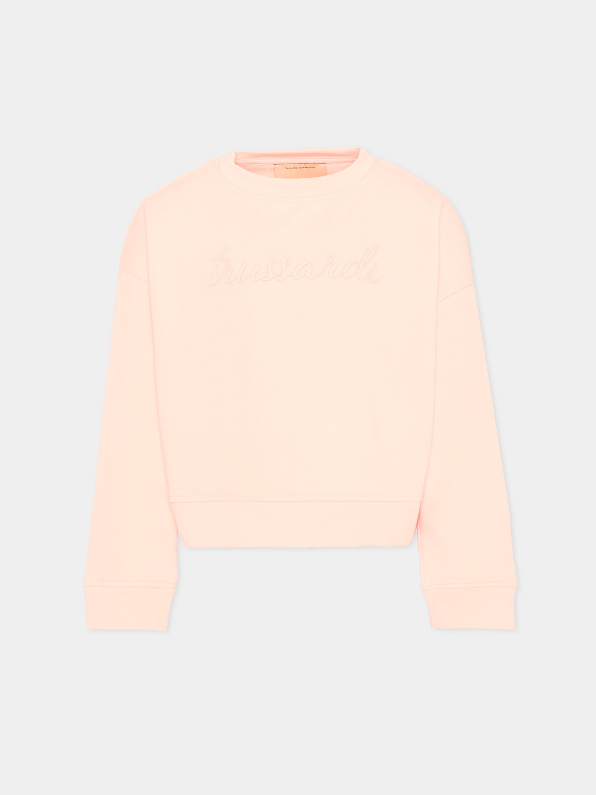 Felpa rosa per bambina con logo,Trussardi Junior,TGP26002FE PINK SCALLOP SHELL