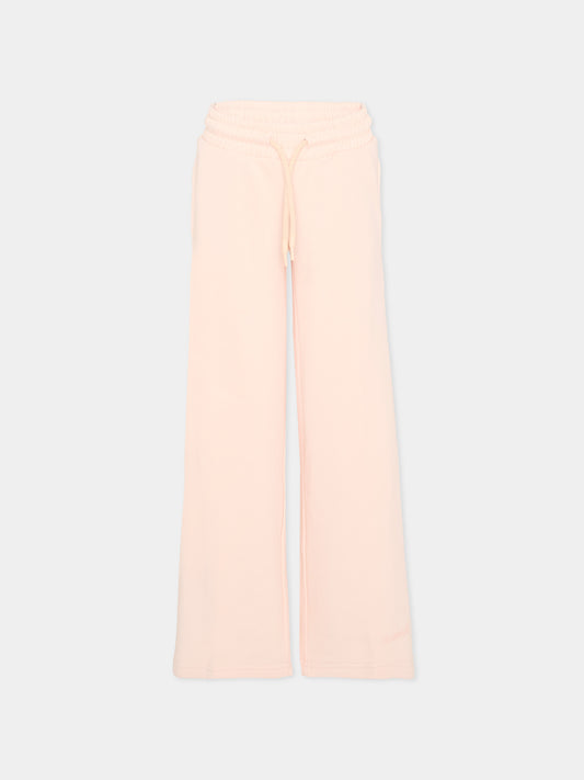 Pantaloni sportivi rosa per bambina con logo,Trussardi Junior,TGP26012PA PINK SCALLOP SHELL