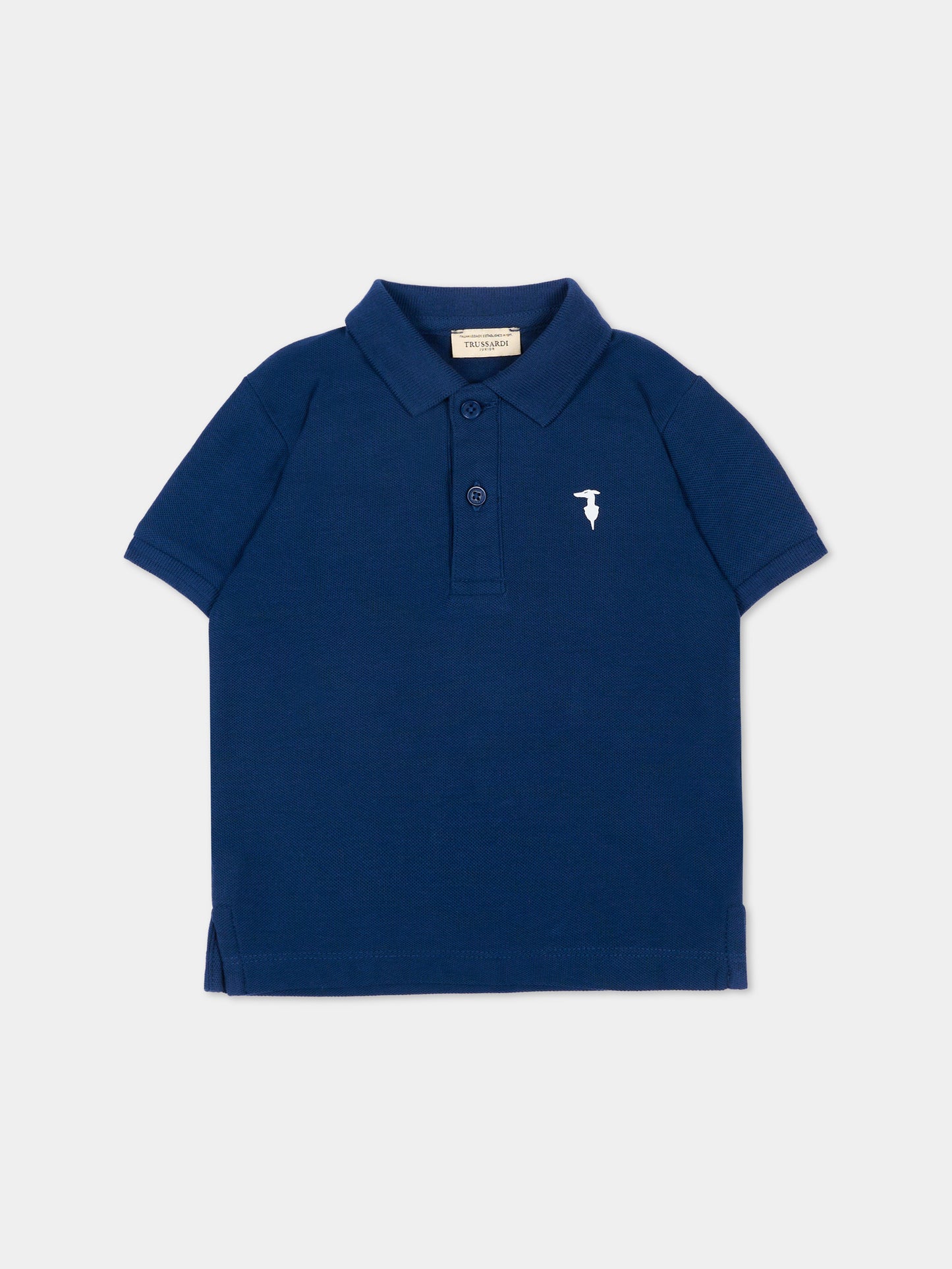Polo blu per neonato con levriero,Trussardi Junior,TIP26002PO BLUE ESTATE