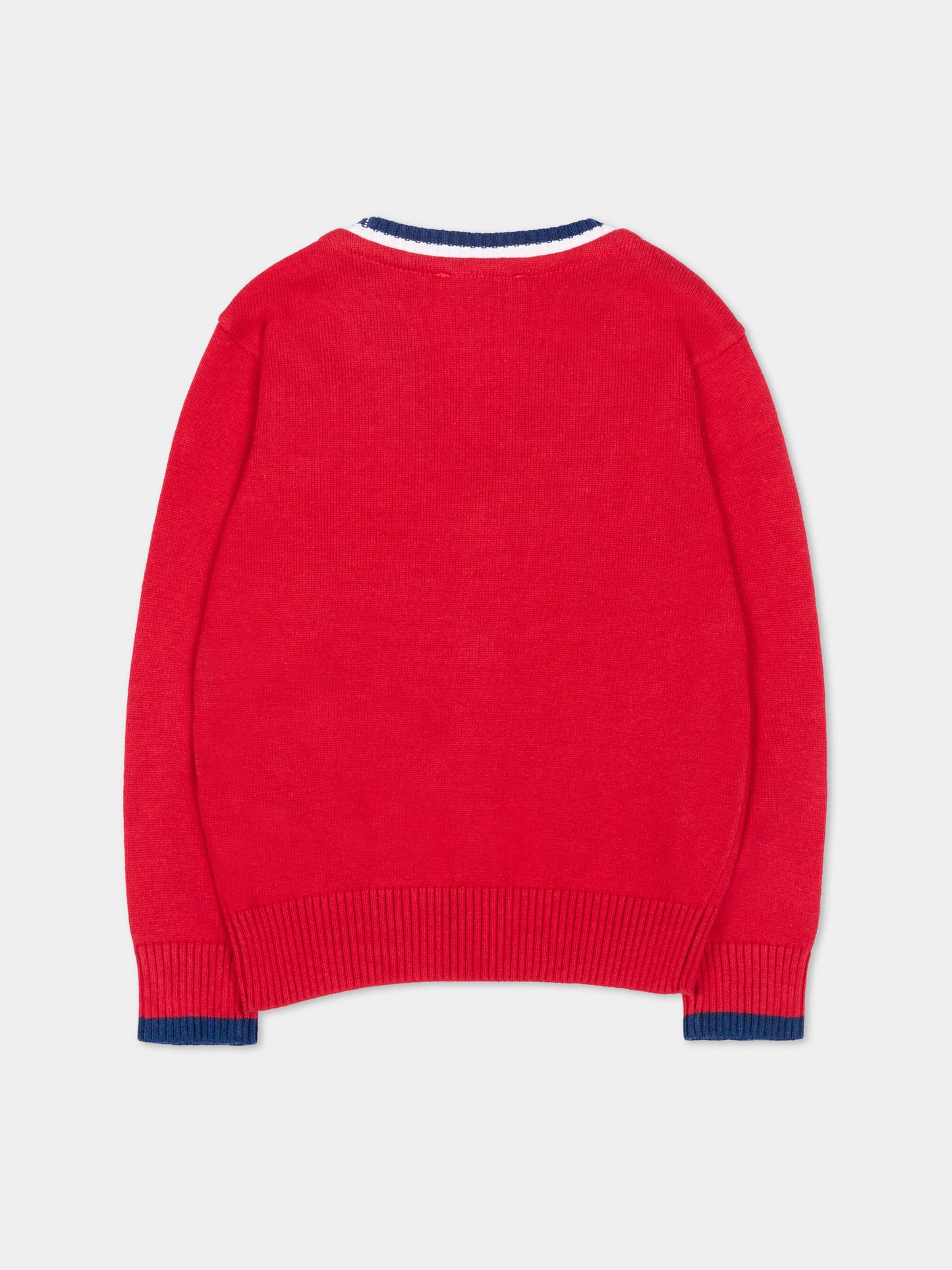 Cardigan rosso per neonato con levriero,Trussardi Junior,TIP26007CD RED LYCHEE