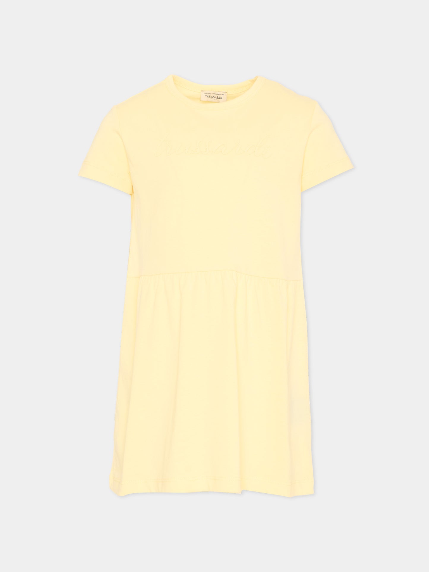 Vestito giallo per bambina con logo,Trussardi Junior,TIP26018VE YELLOW SUNLIGHT