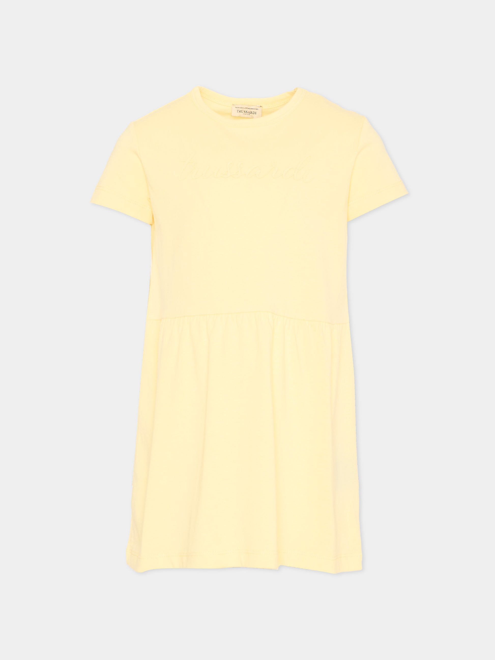 Vestito giallo per bambina con logo,Trussardi Junior,TIP26018VE YELLOW SUNLIGHT