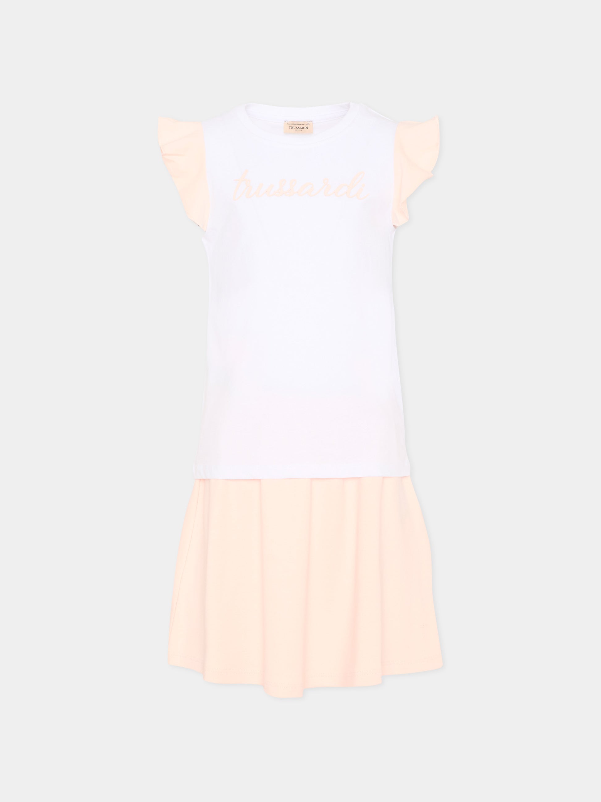 Completo sportivo bianco per bambina con logo,Trussardi Junior,TIP26022CJ WHITE PINK