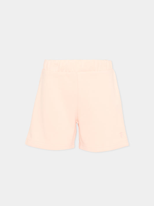 Shorts sportivi rosa per bambina con levriero,Trussardi Junior,TIP26024SH PINK SCALLOP SHELL