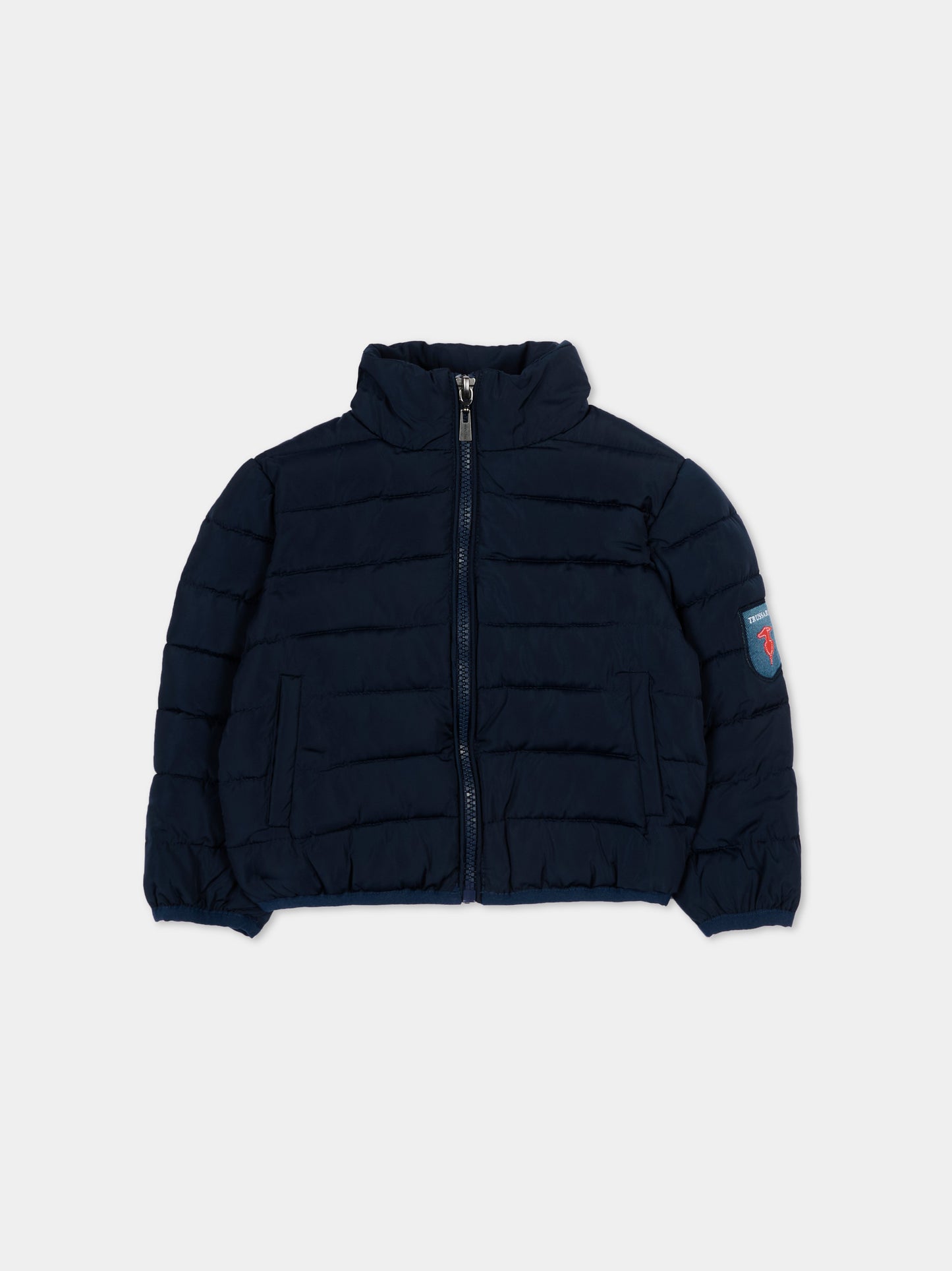 Bomber blu per neonato con logo,Trussardi Junior,TIP26031PI BLUE ESTATE