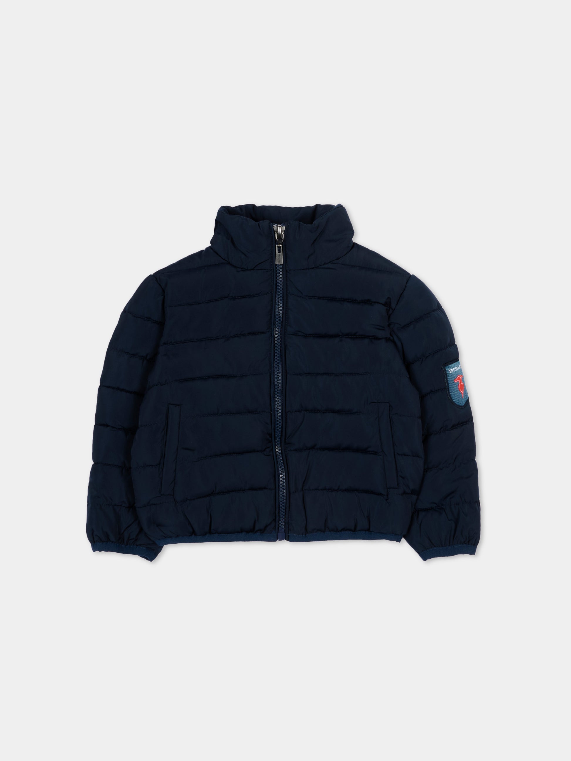 Bomber blu per neonato con logo,Trussardi Junior,TIP26031PI BLUE ESTATE