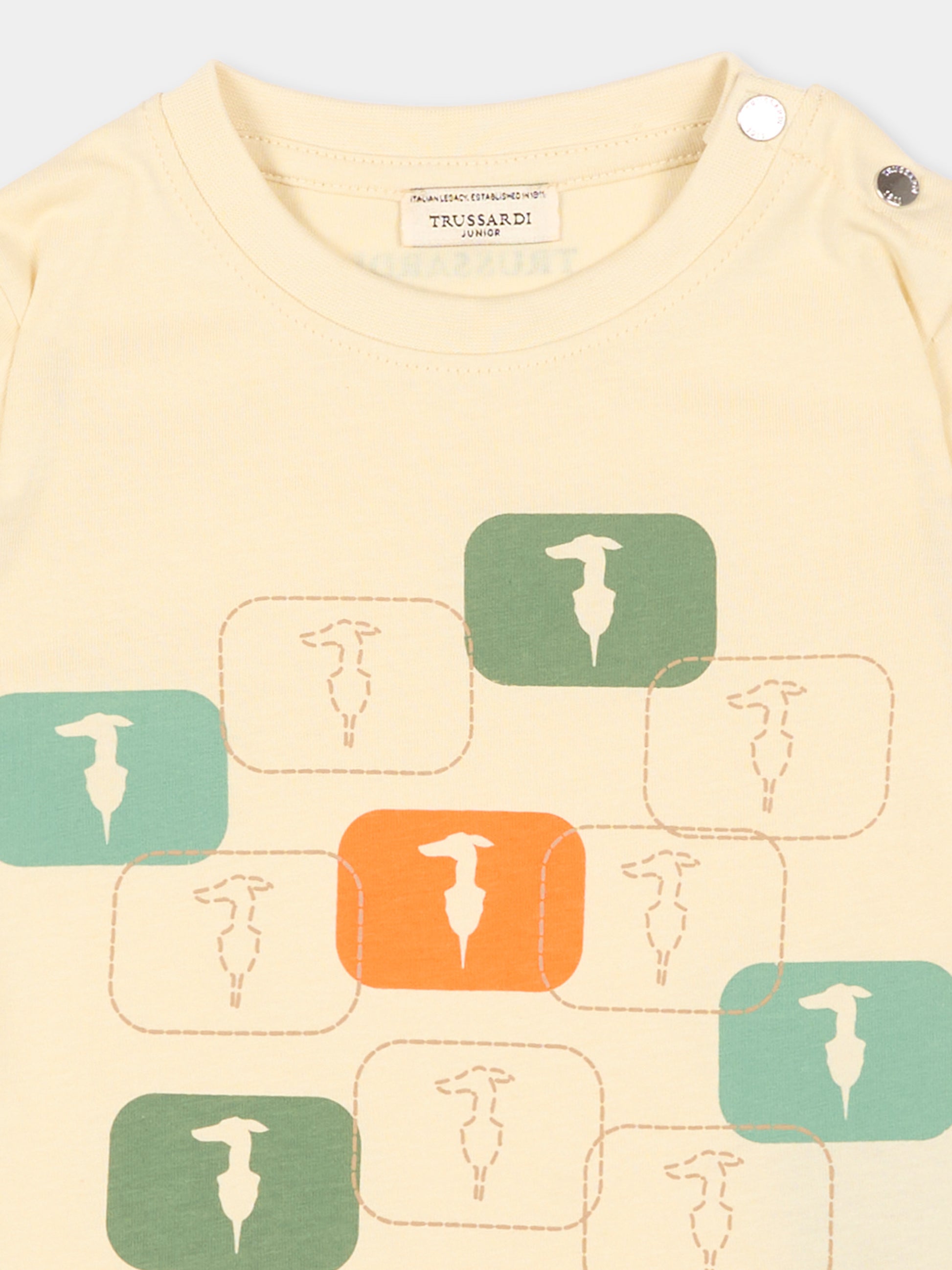 T-Shirt beige per neonato con levriero,Trussardi Junior,TIP26047TS BEIGE NEW ECRU