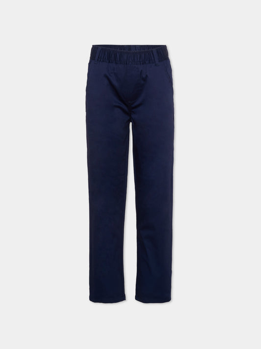 Pantalone blu per bambino con levriero,Trussardi Junior,TIP26050PA BLUE ESTATE