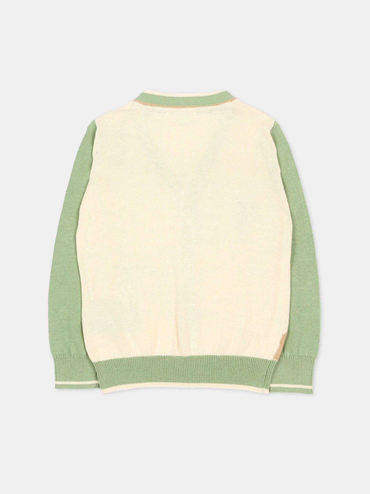 Cardigan verde per neonato con levriero,Trussardi Junior,TIP26069CD GREEN BASIL