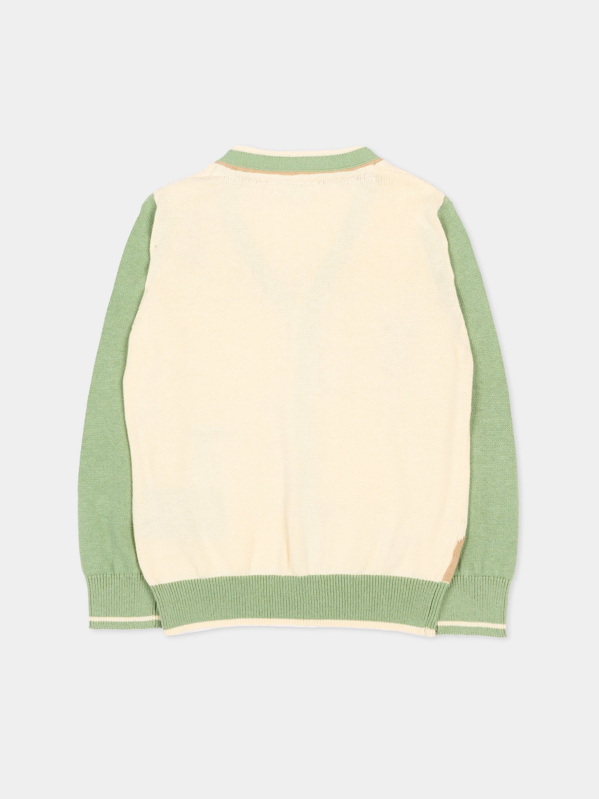 Cardigan verde per neonato con levriero,Trussardi Junior,TIP26069CD GREEN BASIL