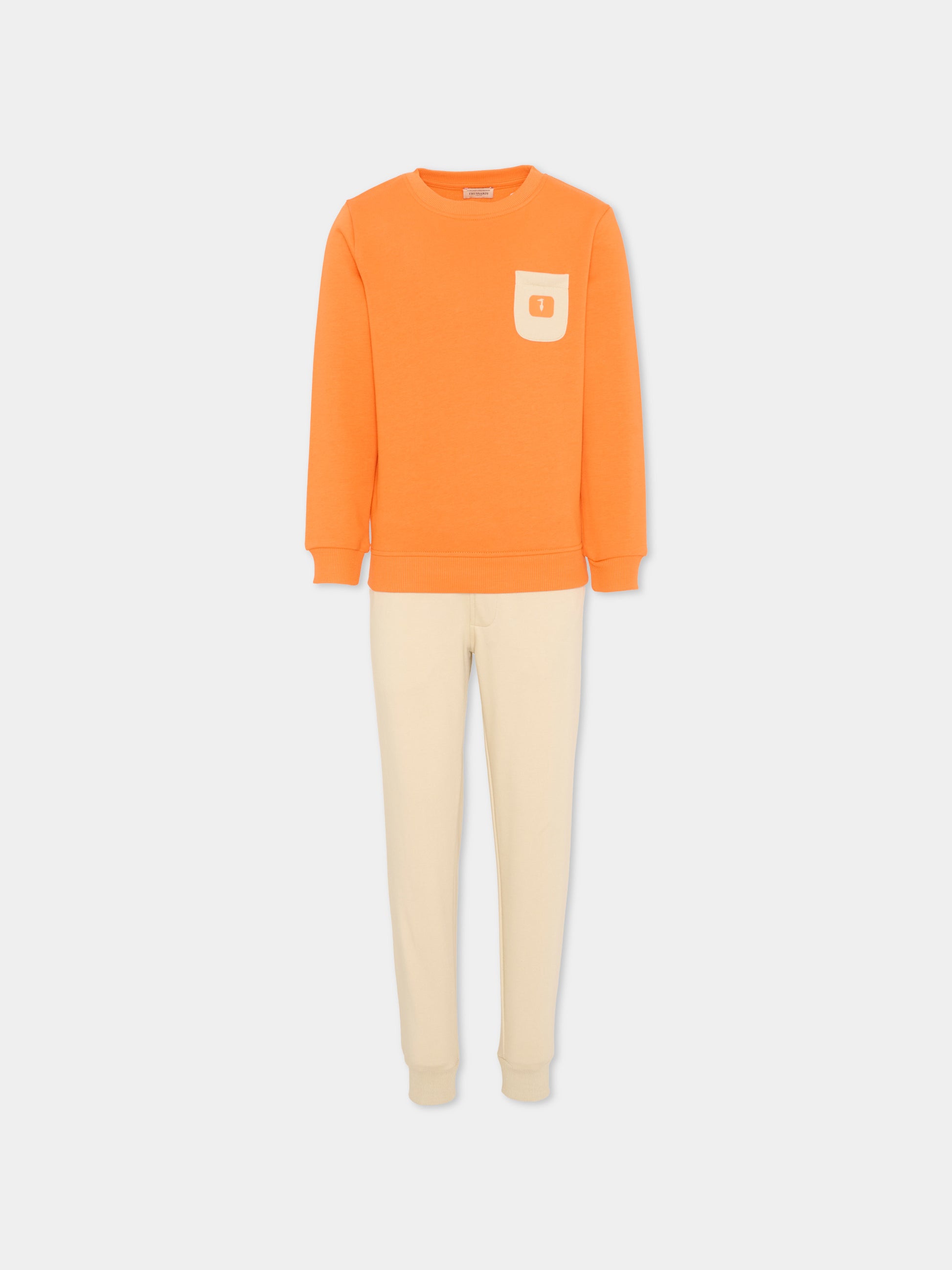 Completo sportivo arancione per bambino con levriero,Trussardi Junior,TIP26077CF ORANGE GOLDEN POPPY