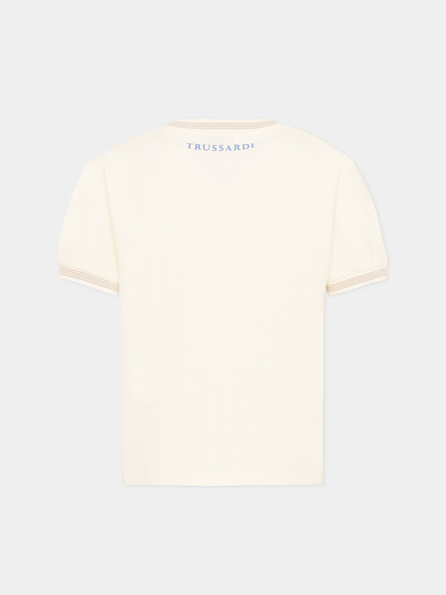 T-Shirt avorio per bambino con ricamo,Trussardi Junior,TIP26083TS OFF-WHITE