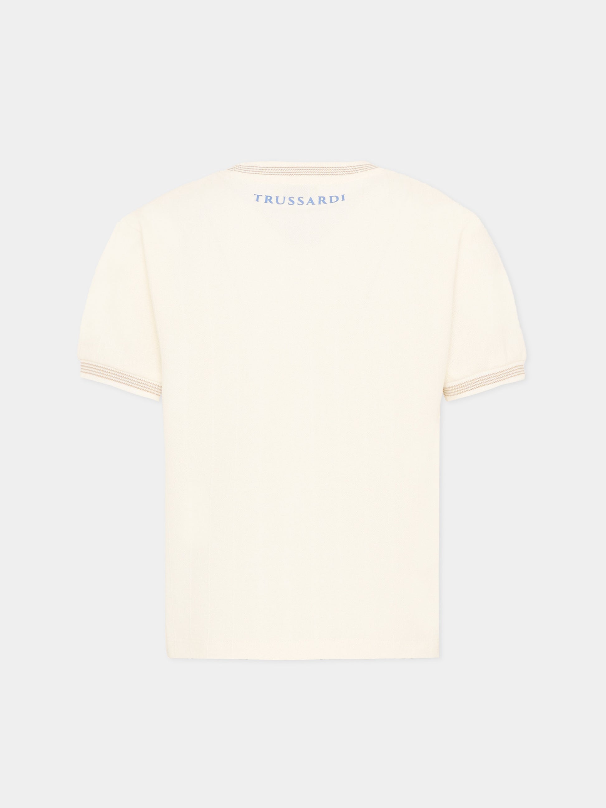T-Shirt avorio per bambino con ricamo,Trussardi Junior,TIP26083TS OFF-WHITE