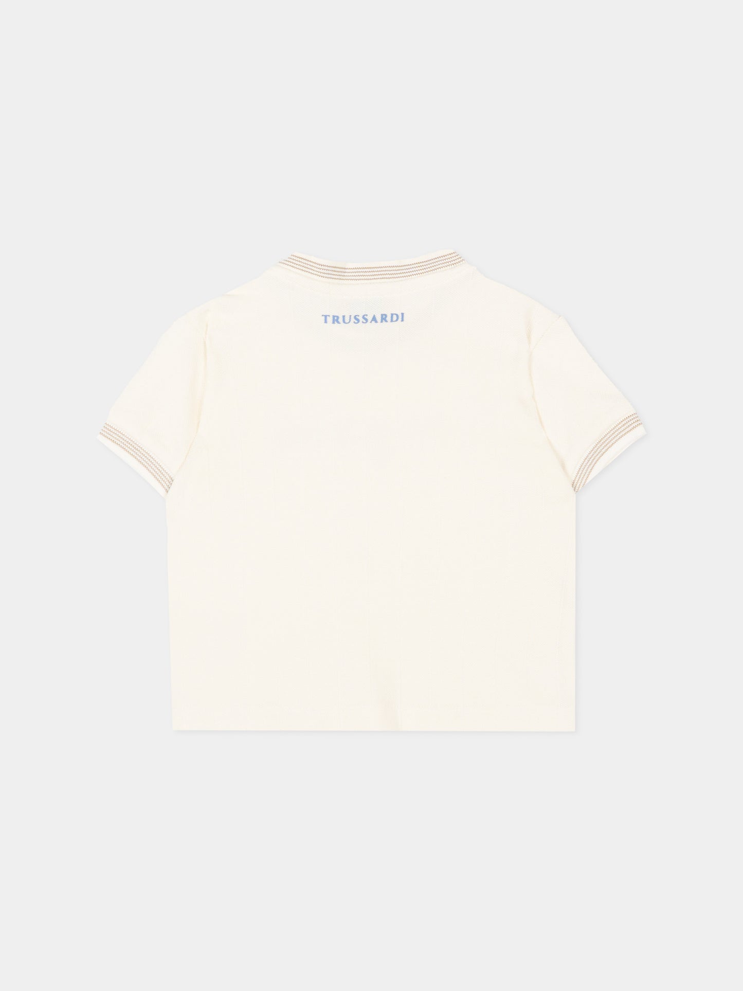 T-Shirt avorio per neonato con ricamo,Trussardi Junior,TIP26083TS OFF-WHITE