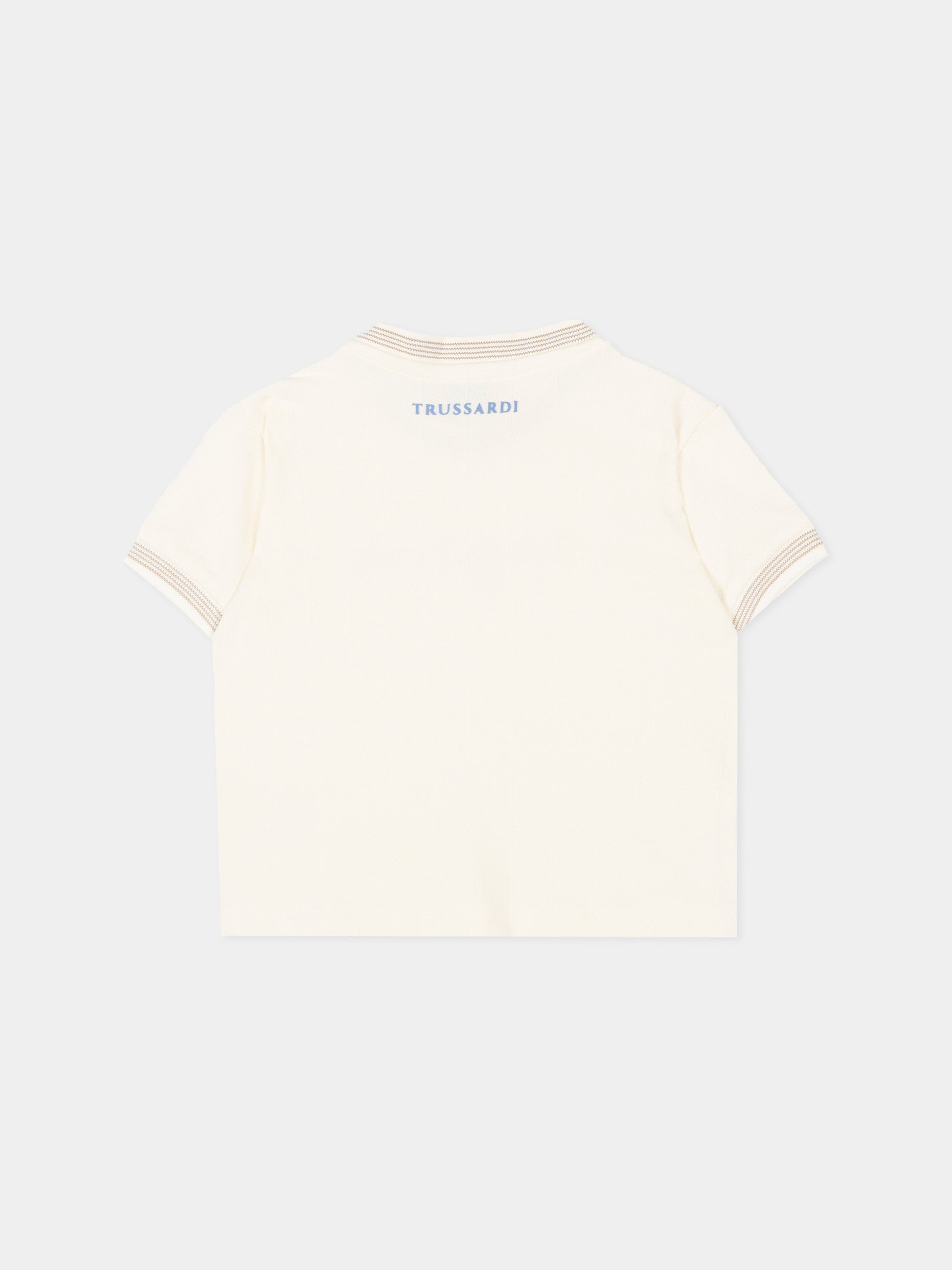 T-Shirt avorio per neonato con ricamo,Trussardi Junior,TIP26083TS OFF-WHITE