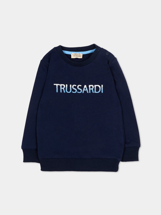 Felpa blu per neonato con logo,Trussardi Junior,TIP26091FE BLUE ESTATE