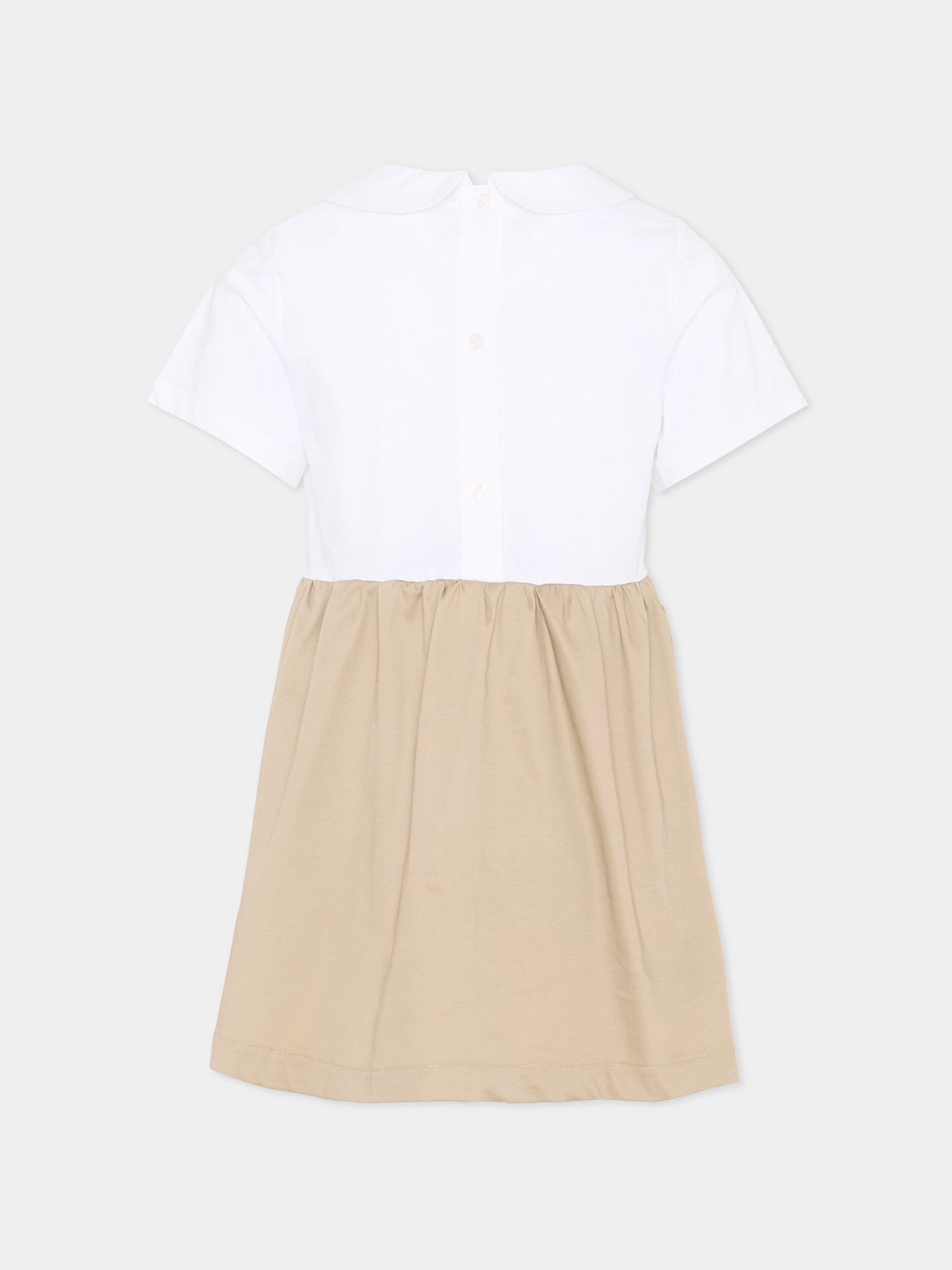 Vestito bianco per bambina con levriero,Trussardi Junior,TIP26113VE OFF-WHITE
