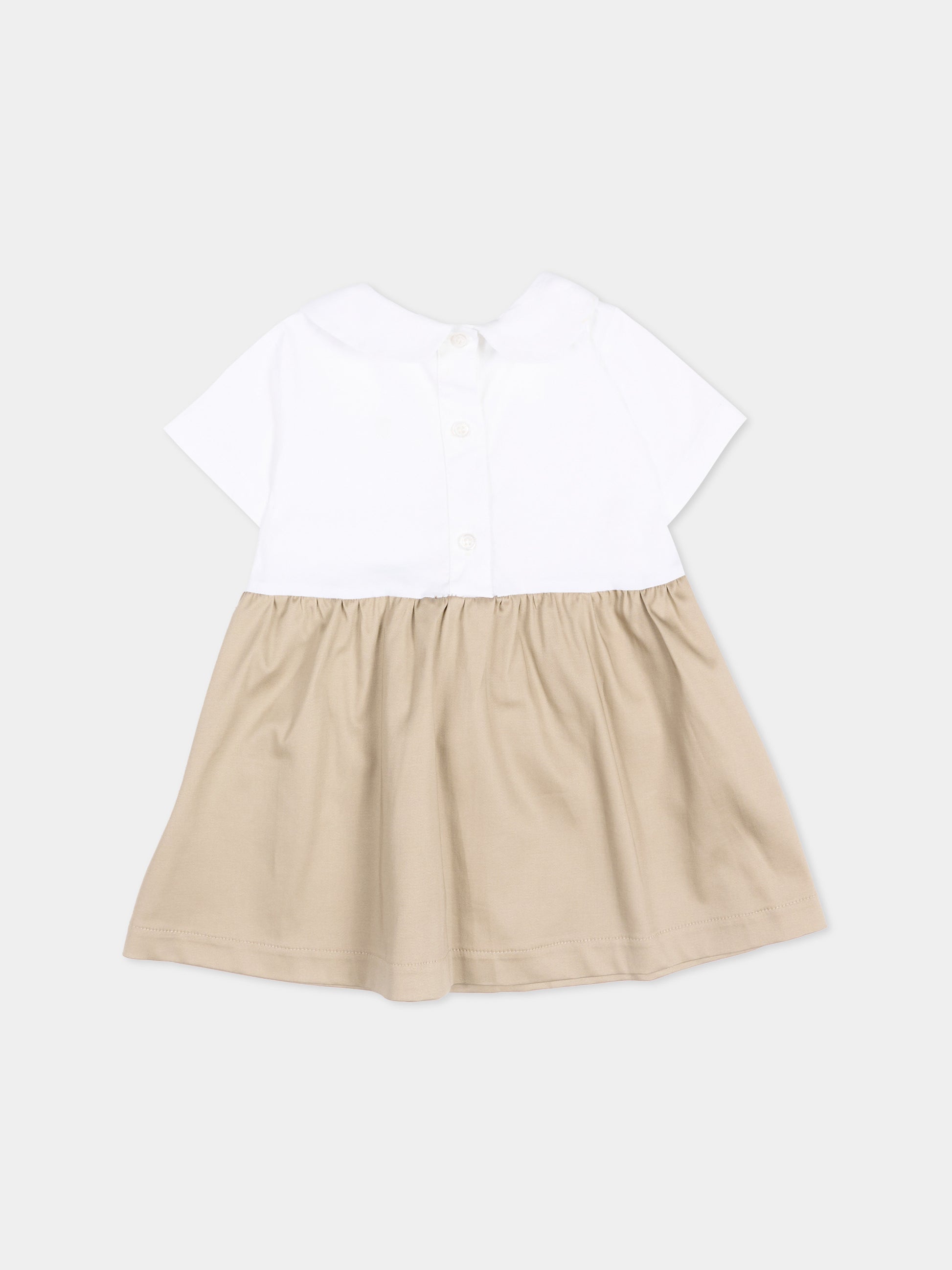 Vestito bianco per neonata con levriero,Trussardi Junior,TIP26113VE OFF-WHITE