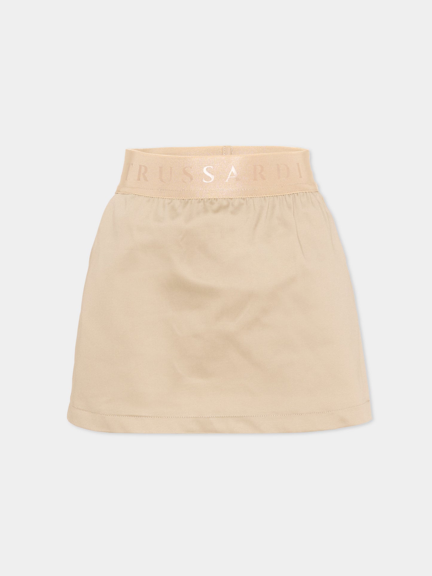 Gonna beige per bambina con logo,Trussardi Junior,TIP26115GO BROWN INCENSE